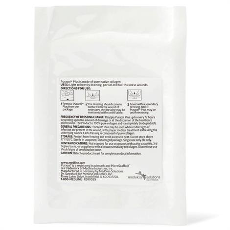 Pansement Stérile Au Collagène Medline Puracol - Taille 8 X 8 Pouces (20x20cm) - Pour Plaies Chroniques Et Soins Avancés