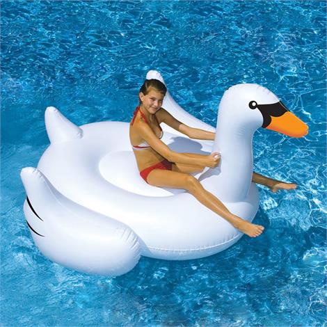 inflatable swan giant ride swimline leisure relaxation