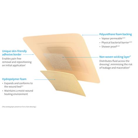 Systagenix Tielle Hydropolymer Adhesive Foam Dressing with LIQUALOCK ...