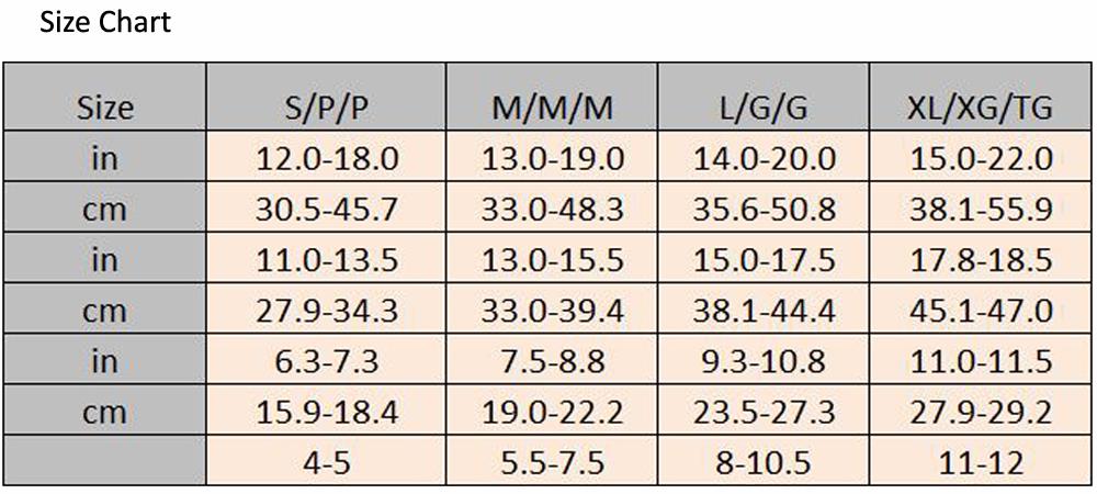 Healthynees Compression Socks Size Chart